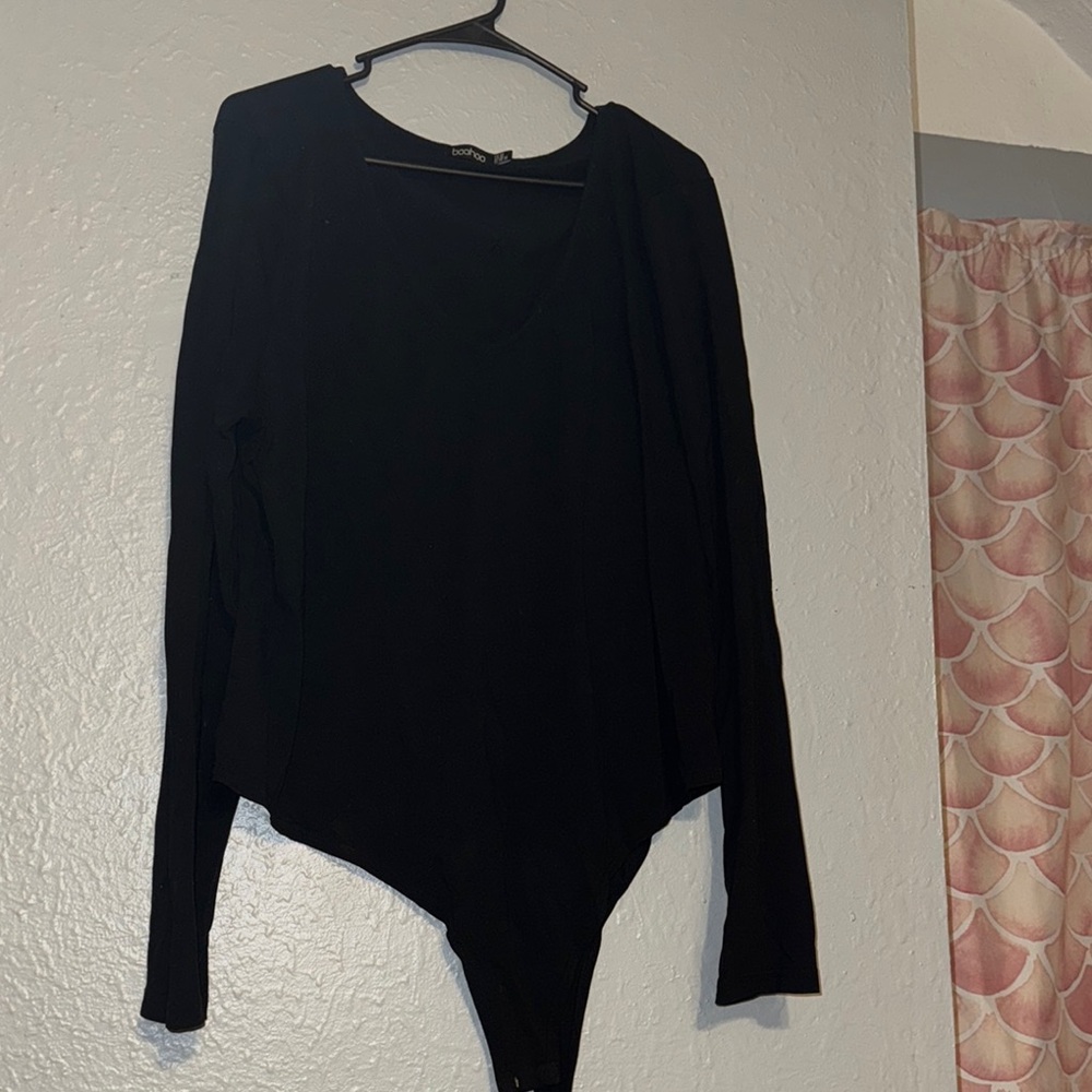 Boohoo Plus Black Long Sleeve Bodysuit